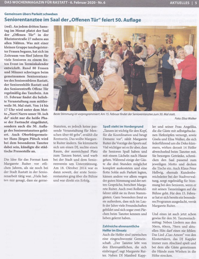 RAZ 06.02.2020 Vorankündigung Jubiläum Tanztee